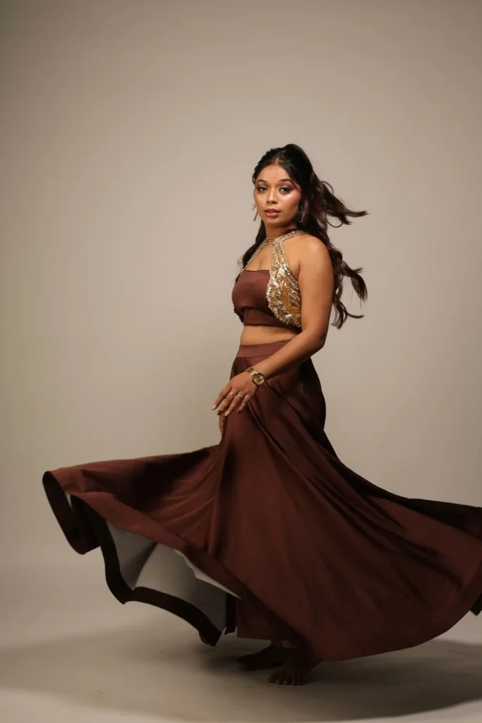Click to view full image Earth Brown Flared Lehenga Set