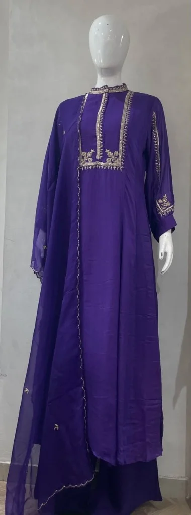 Click to view full image Purple Embroidered Kurta Set